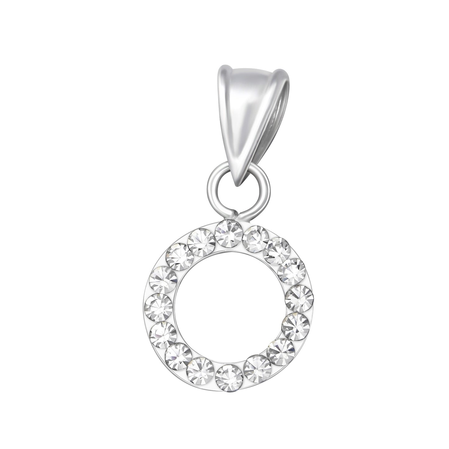 925 Sterling Silver Crystal Circle Pendant – Dainty 9mm Jewelled Design