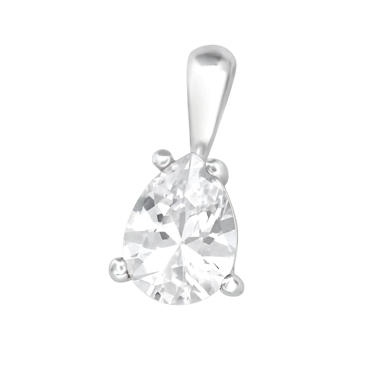 925 Sterling Silver CZ Pear Pendant – Elegant 7×14mm Design