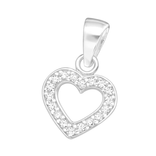 925 Sterling Silver CZ Heart Pendant – Dainty 9mm