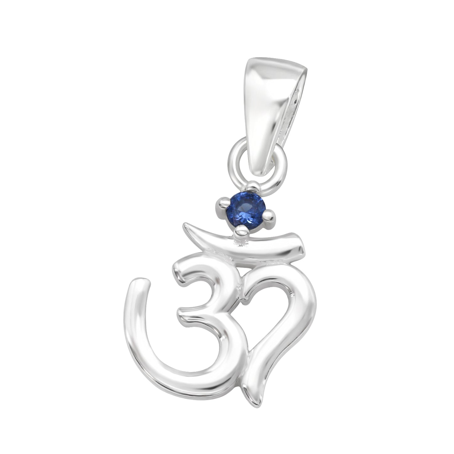 925 Sterling Silver CZ Om Pendant – Dainty 9×11mm