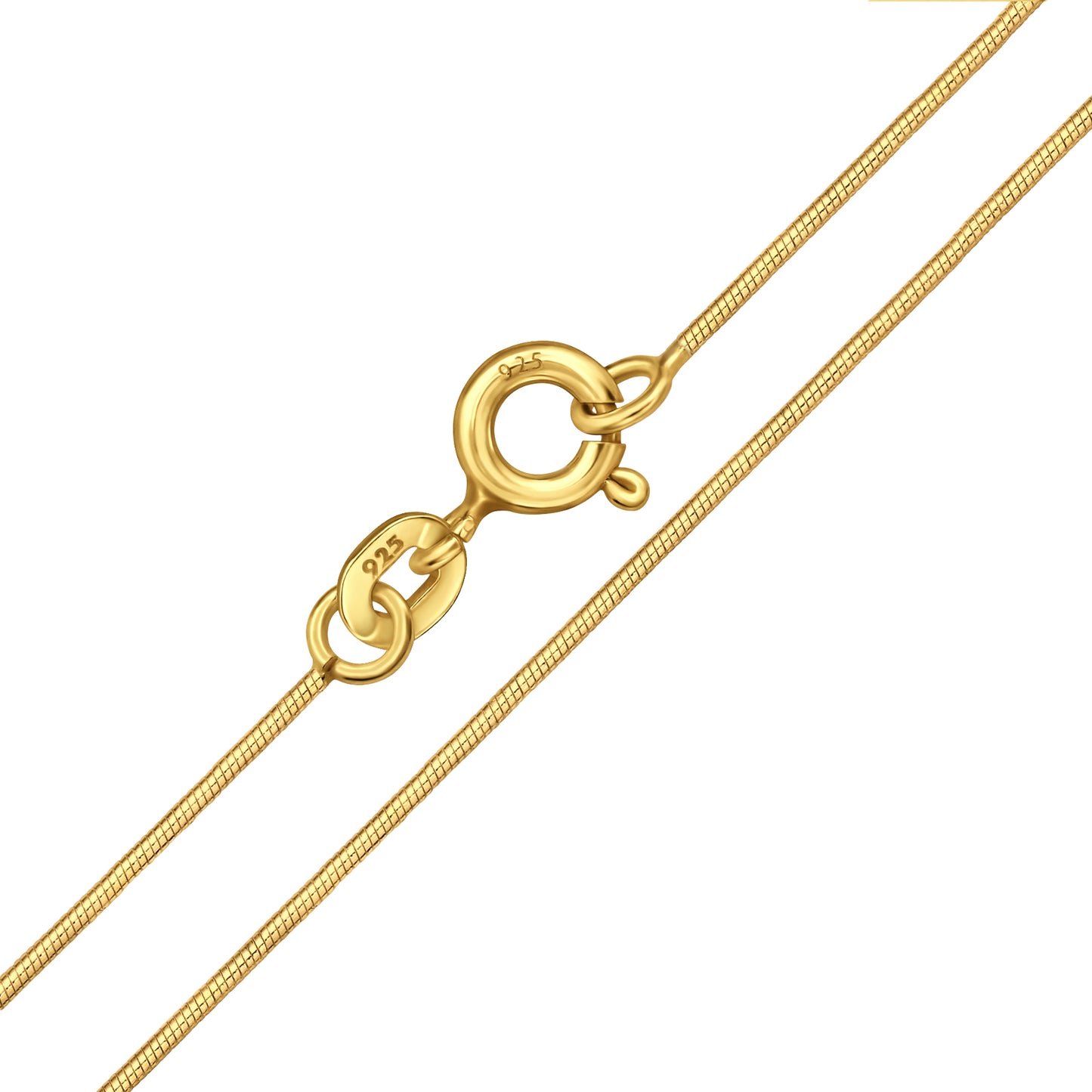 Gold‑Plated 925 Sterling Silver Snake Chain – 45cm (0.9mm)