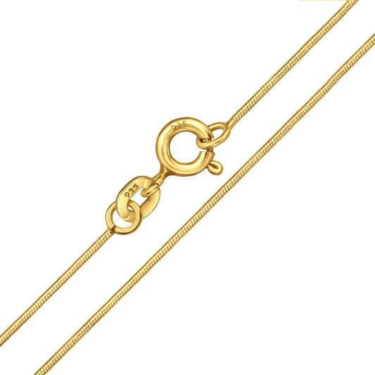 Gold‑Plated 925 Sterling Silver Snake Chain – 45cm (0.9mm)