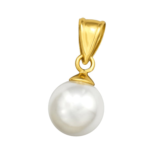 Gold‑Plated 925 Sterling Silver Pearl Pendant – 8mm