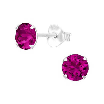 Dainty Crystal Stud Earrings – Sterling Silver (5.3mm)