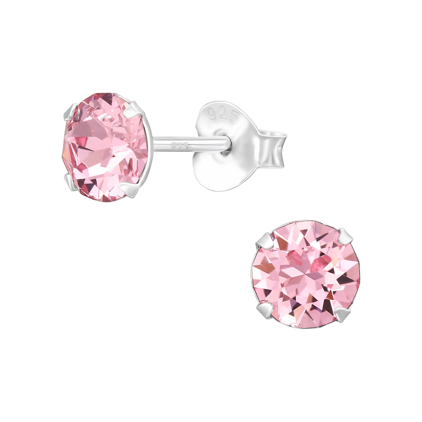 Dainty Crystal Stud Earrings – Sterling Silver (5.3mm)