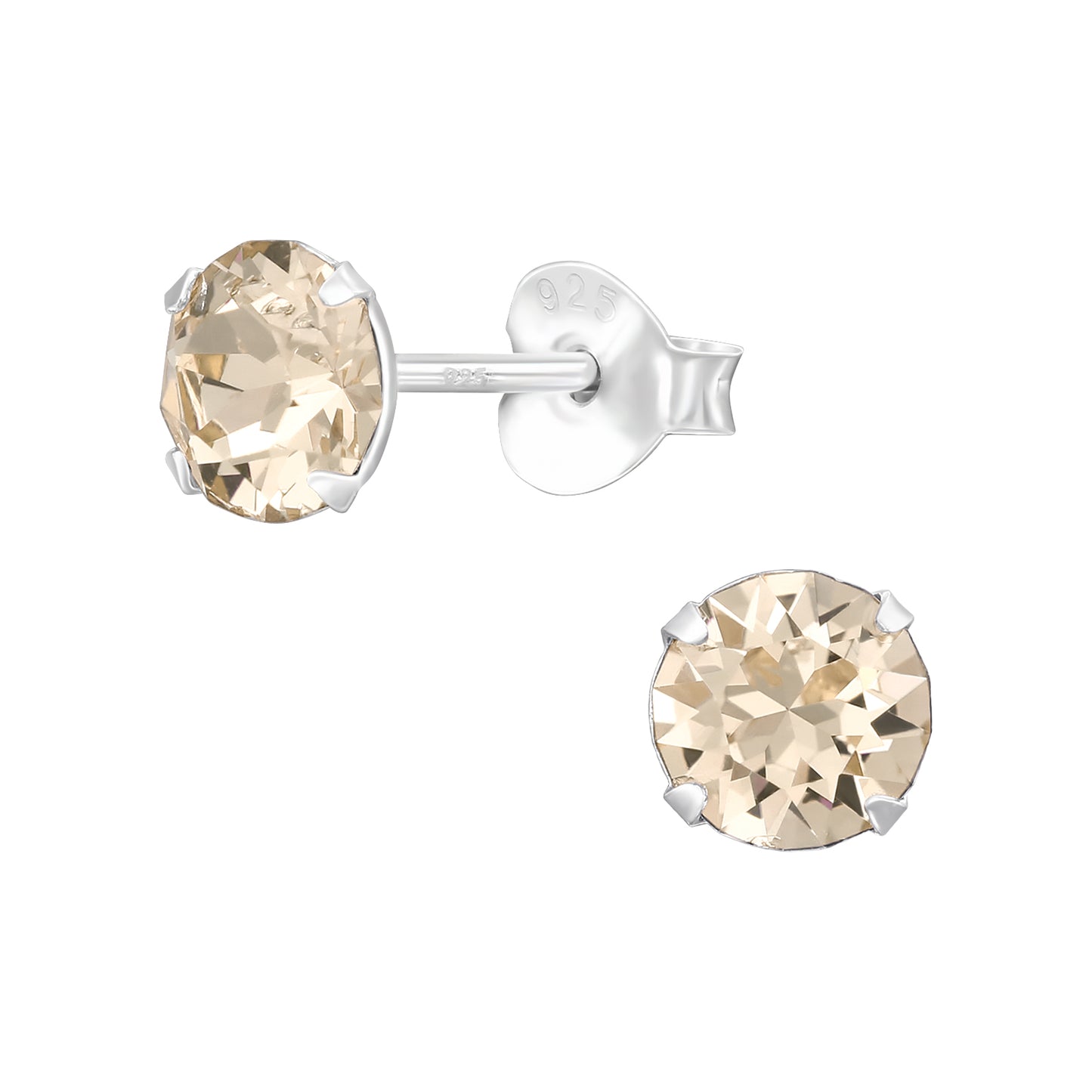 Dainty Crystal Stud Earrings – Sterling Silver (5.3mm)