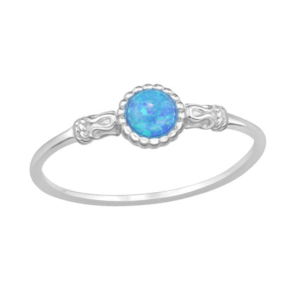 925 Sterling Silver Opal Ring – Dainty Circle Design