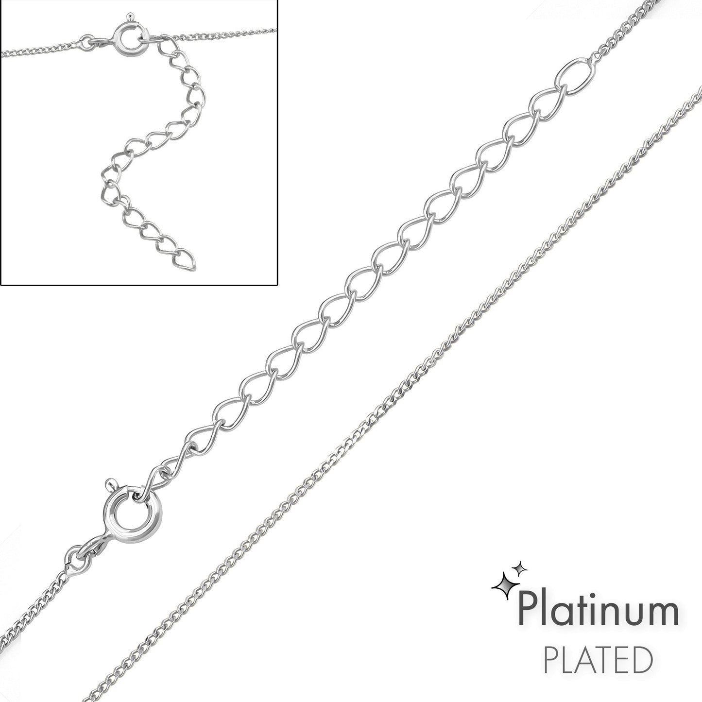 Rhodium‑Plated 925 Sterling Silver Snake Chain – 45cm