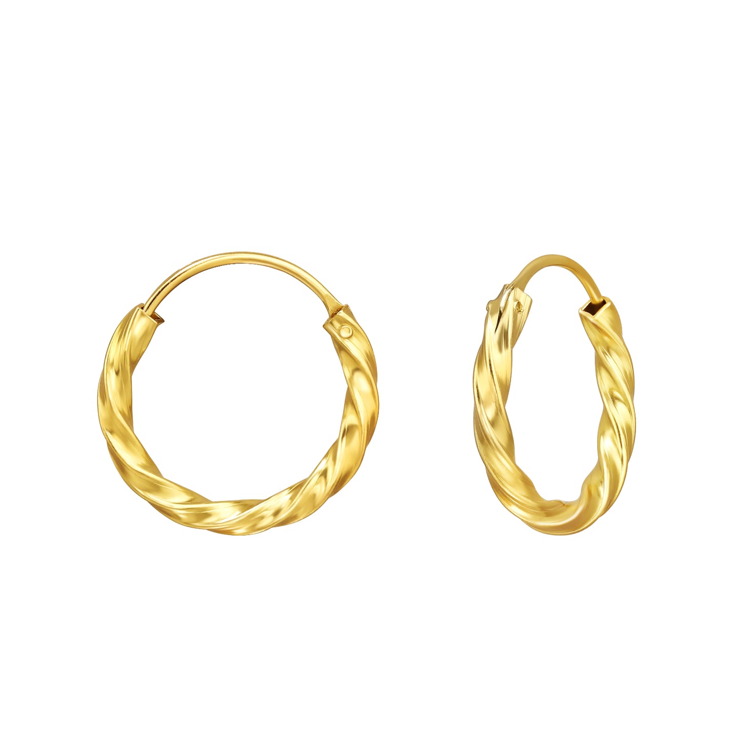925 Sterling Silver Gold‑Plated Twisted Hoop Earrings – 16mm