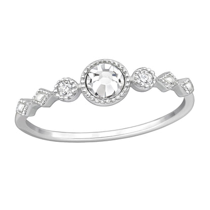 925 Sterling Silver Milgrain CZ Accent Ring