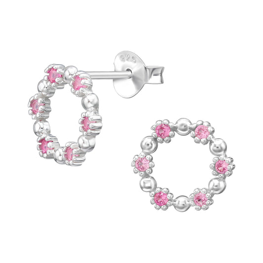 925 Sterling Silver CZ Wreath Stud Earrings