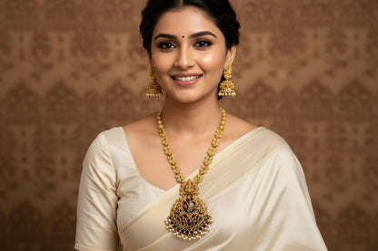 Temple Lakshmi Pendant Traditional Necklace Set – Antique Temple Jewellery