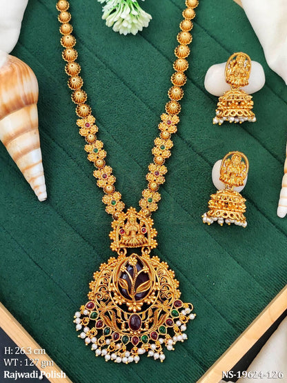 Temple Lakshmi Pendant Traditional Necklace Set – Antique Temple Jewellery