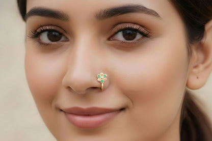 Clip on High Gold Traditional Flower Nath Nose Ring