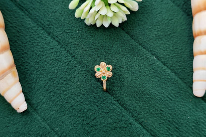 Clip on High Gold Traditional Flower Nath Nose Ring