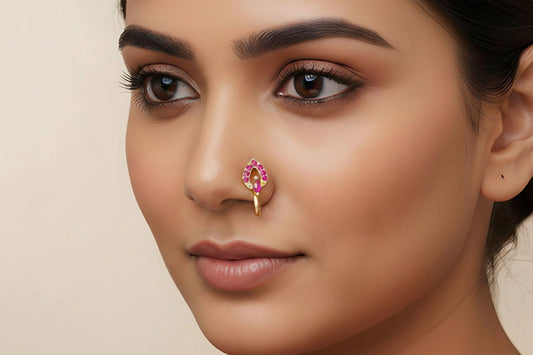 Clip on Designer Antique Full Stone Nath for Women