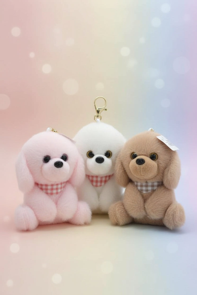 Puppy Plush Keyring – Soft Cute Bag Charm, Fluffy Keychain Accessory, Gift for Kids & Teens