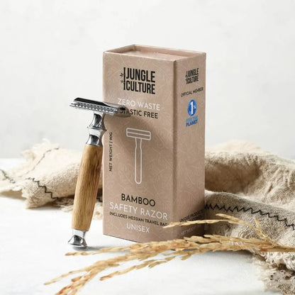 Bamboo Safety Razor - Unisex Eco-Friendly Razors with Bag and Blade, Zero Waste