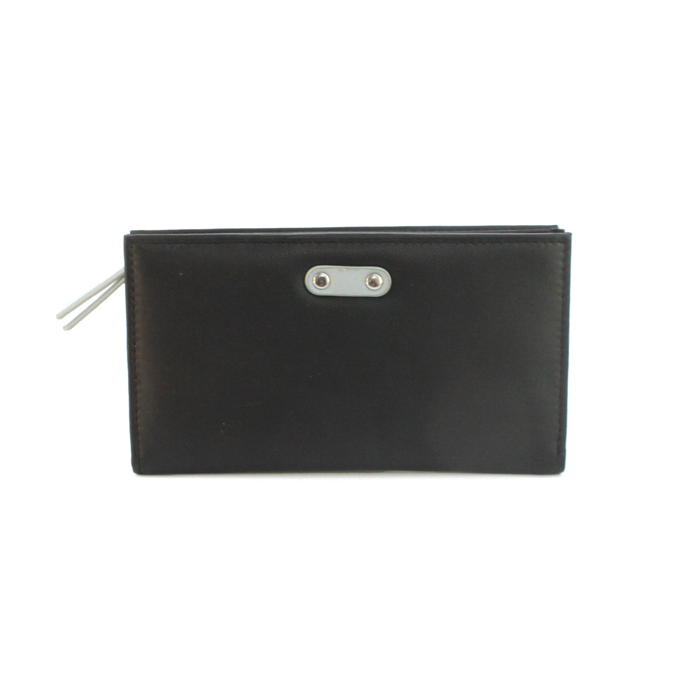 Women’s Leather Purse with Contrast Panels & Metal Bar – RFID, Envelope Style, Zip Section