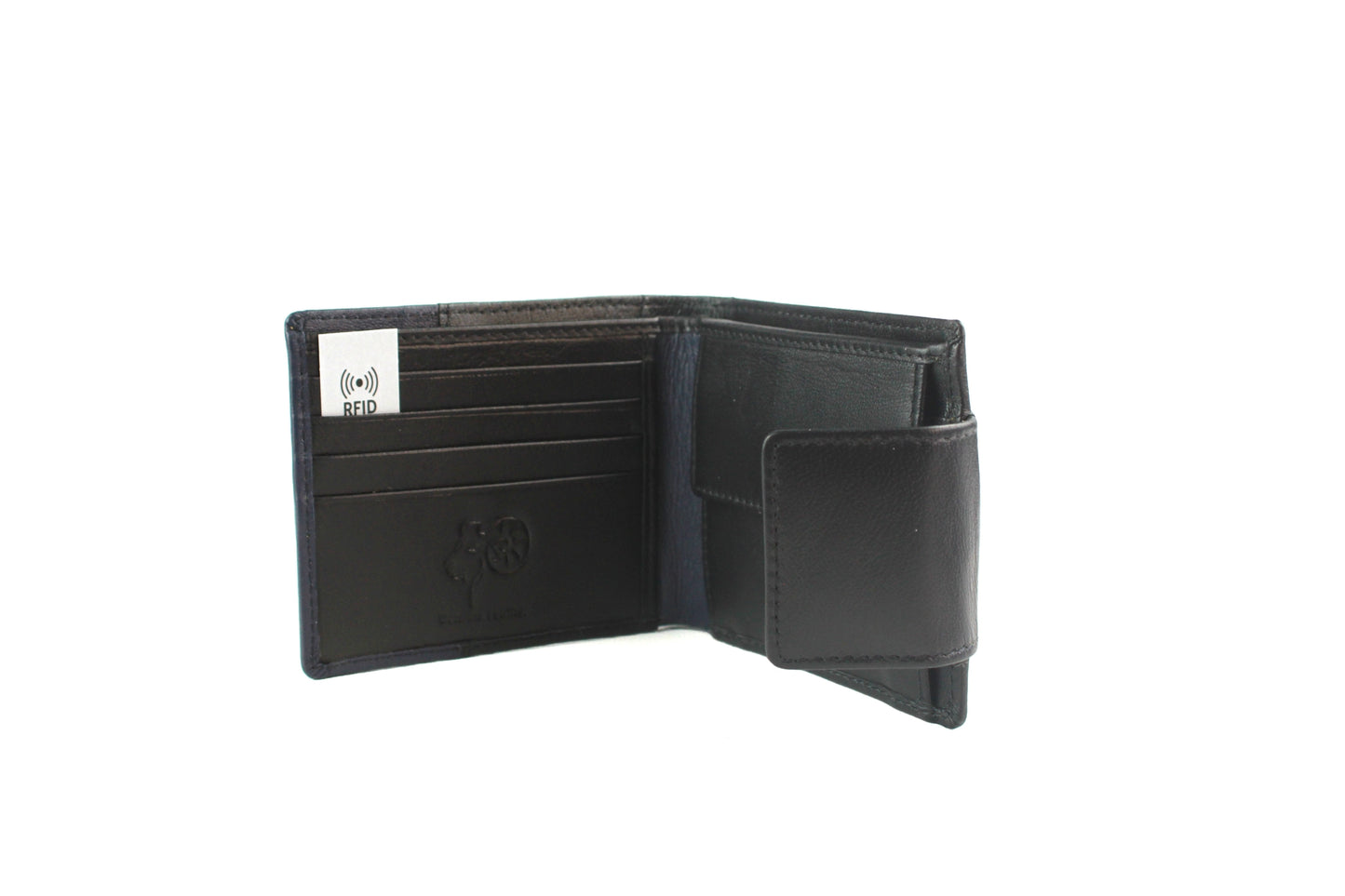 Men’s Leather & Fabric Wallet – RFID, Bifold, Tab Closure
