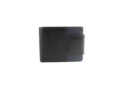 Men’s Leather & Fabric Wallet – RFID, Bifold, Tab Closure