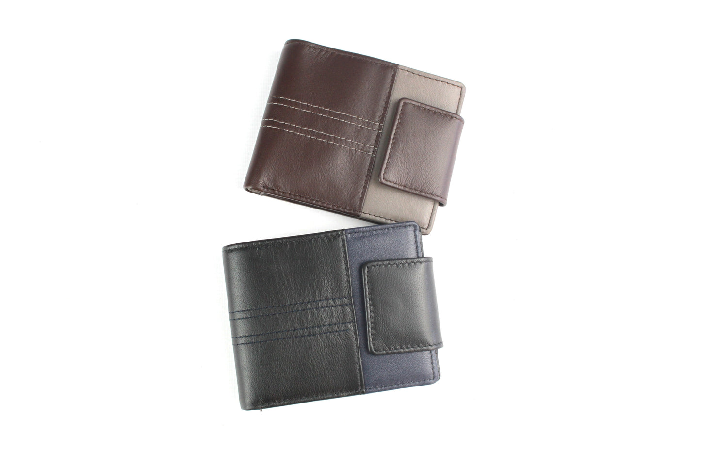 Men’s Leather & Fabric Wallet – RFID, Bifold, Tab Closure