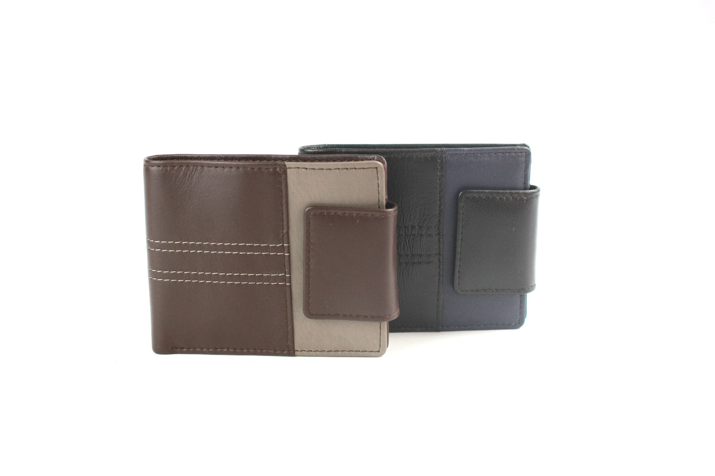Men’s Leather & Fabric Wallet – RFID, Bifold, Tab Closure