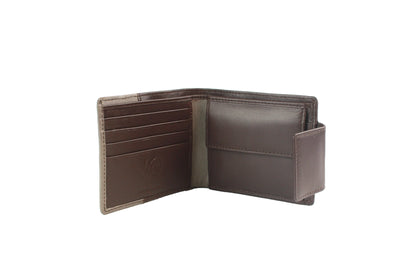 Men’s Leather & Fabric Wallet – RFID, Bifold, Tab Closure