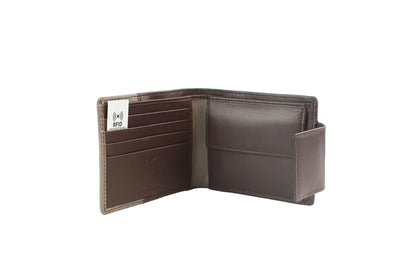 Men’s Leather & Fabric Wallet – RFID, Bifold, Tab Closure