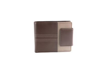 Men’s Leather & Fabric Wallet – RFID, Bifold, Tab Closure