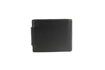Men’s Leather & Fabric Wallet – RFID, Bifold, Tab Closure