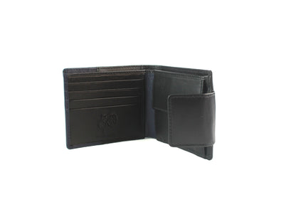 Men’s Leather & Fabric Wallet – RFID, Bifold, Tab Closure