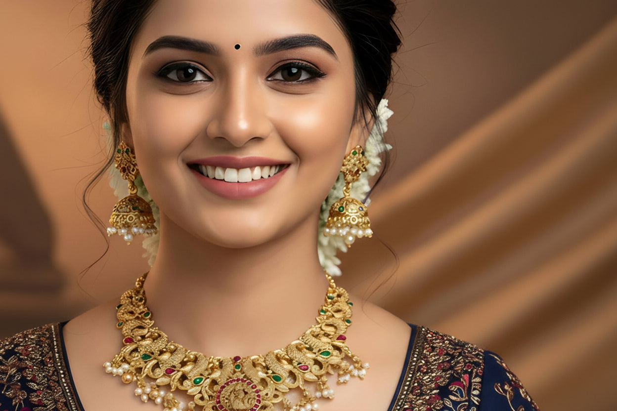 Traditional South Indian Temple Jewellery Necklace Set