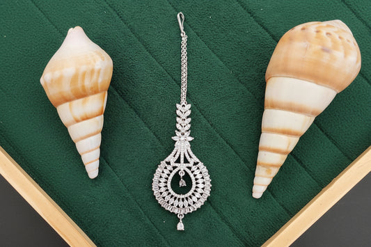 Bridal Style American Diamond Maang Tikka Head Jewellery