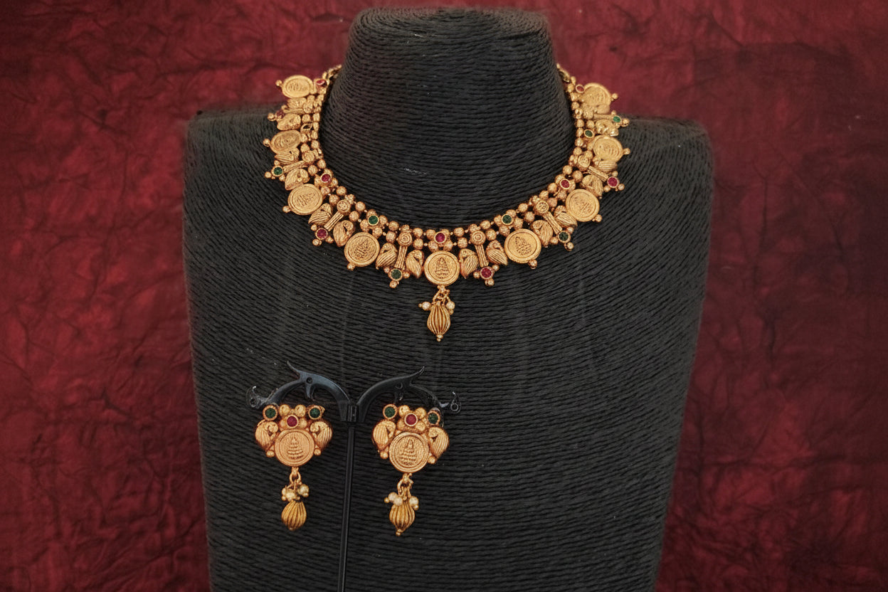 Temple Jewelry Choker Style Coin Necklace Set
