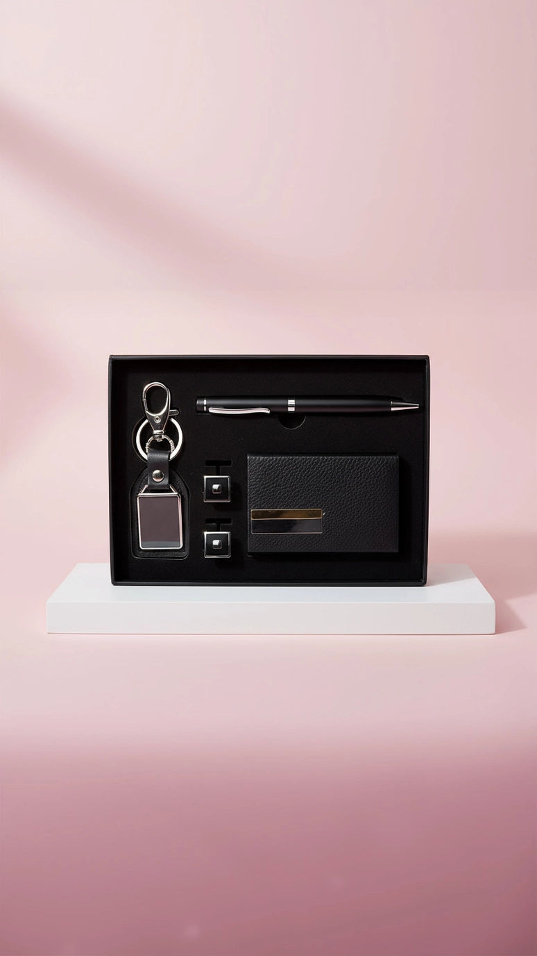 Men’s Premium Gift Set – Wallet, Pen, Keyring & Cufflinks (Gift‑Ready Box)