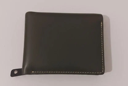 Women's Genuine Leather Bifold Wallet – Contrast Stitching, Card Slots, ID Window