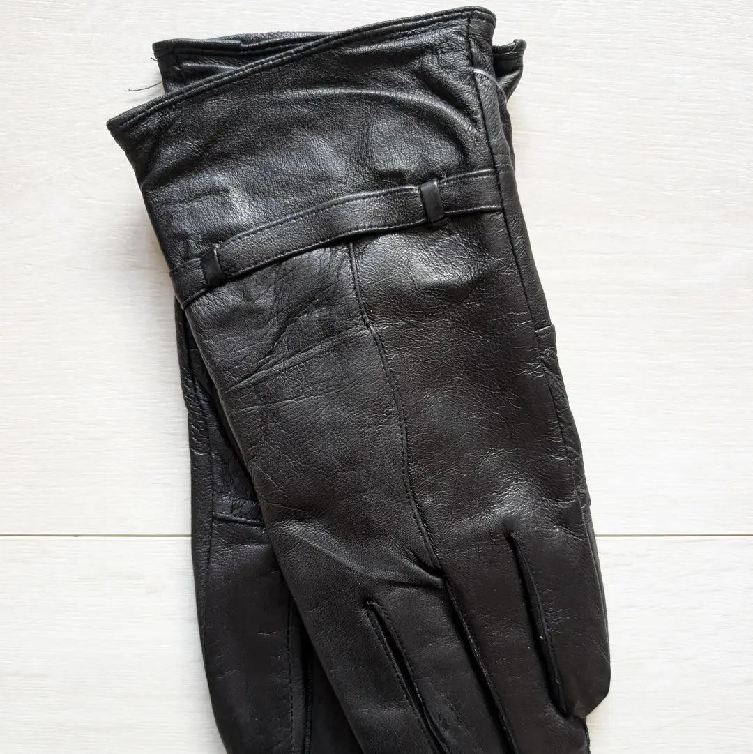 Women’s Genuine Leather Gloves with Belt Detail & Soft Lining
