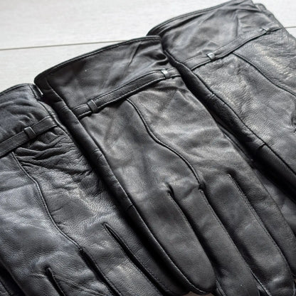 Women’s Genuine Leather Gloves with Belt Detail & Soft Lining