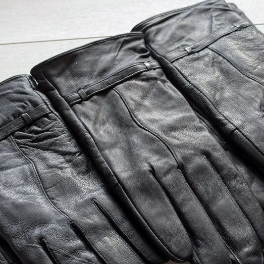 Women’s Genuine Leather Gloves with Belt Detail & Soft Lining