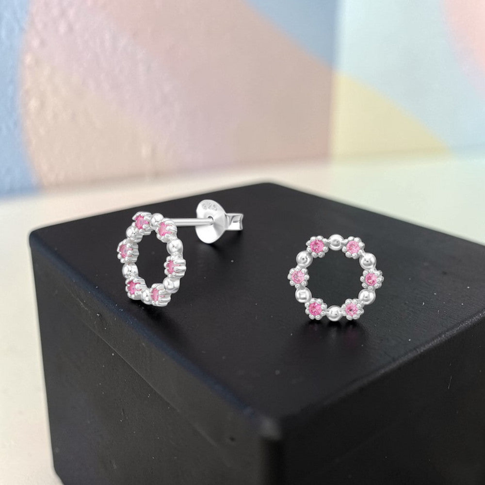 925 Sterling Silver CZ Wreath Stud Earrings
