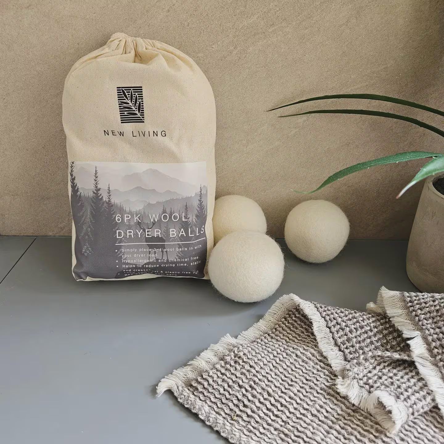 XL Wool Dryer Balls 6 Pack – 7cm Handmade Organic New Zealand Wool, Natural Fabric Softener, Chemical‑Free, Reduces Static & Drying Time