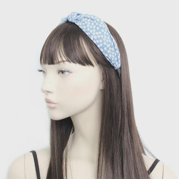 5cm Wide Knotted Top Aliceband – Assorted Blue Prints | Floral & Polka Dot | set of 3