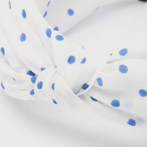 5cm Wide Knotted Top Aliceband – Assorted Blue Prints | Floral & Polka Dot | set of 3