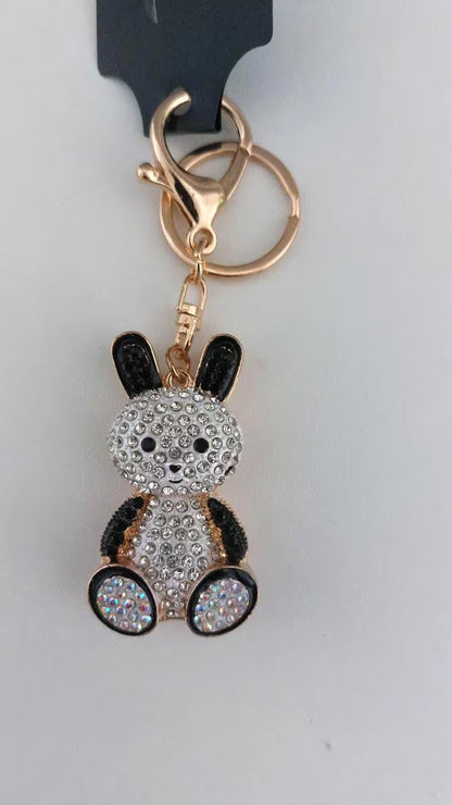 Bunny Rabbit Crystal Key Ring – Sparkly Diamante Bag Charm Gift for Her