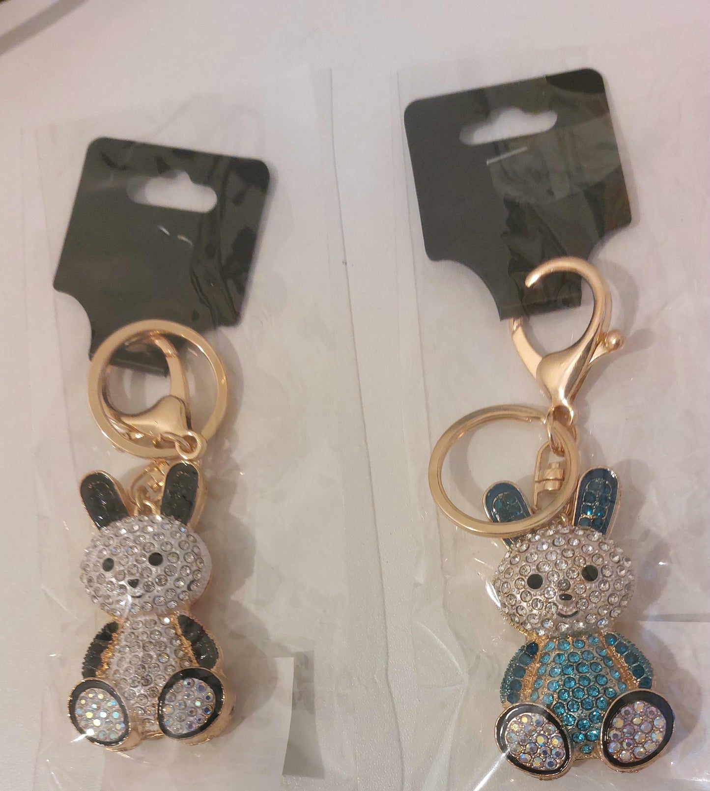 Bunny Rabbit Crystal Key Ring – Sparkly Diamante Bag Charm Gift for Her