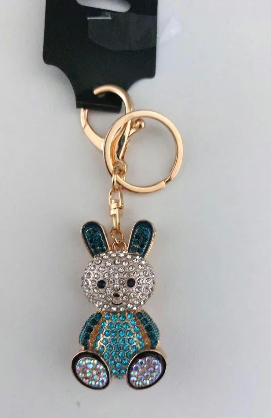 Bunny Rabbit Crystal Key Ring – Sparkly Diamante Bag Charm Gift for Her