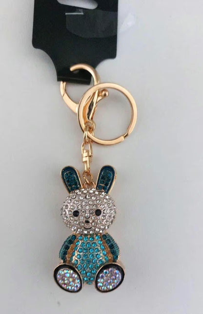 Bunny Rabbit Crystal Key Ring – Sparkly Diamante Bag Charm Gift for Her