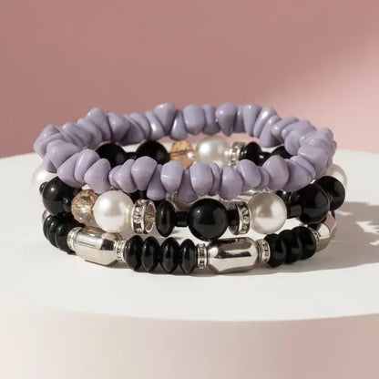 Pearl Charm Ceramic Beaded Bracelet Set – Colourful Stackable Fashion Jewellery