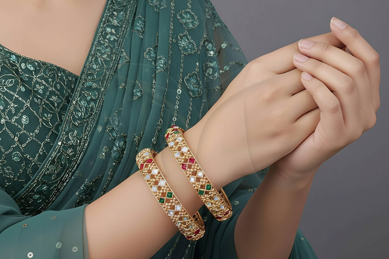 Antique Kundan Designer Bangles Set for Women